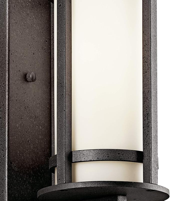 Kichler Camden 11" 1 Light Outdoor Wall Light with Opal Etched Glass in Anvil Iron, 9.5 in