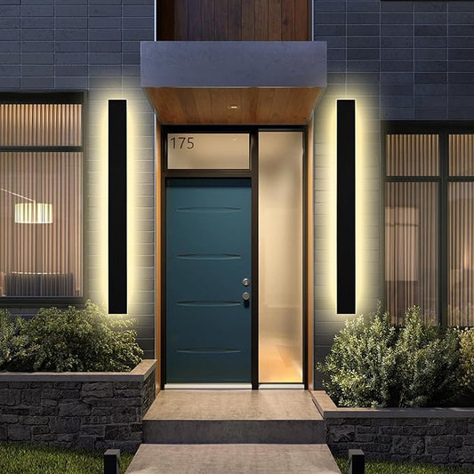 Modern Outdoor Wall Lights 60 Inch Black Linear Exterior Light Fixtures Wall Mount, Porch Lights Outdoor Wall Sconce, Long Wall Light Fixture Outside for Garage Patio, 3000K-6000K 5CCT