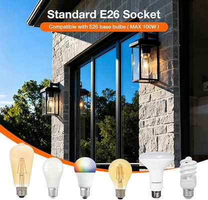 LEDVANCE Sylvania Dusk to Dawn Outdoor Wall Light Fixtures with Accessories, Porch Lights Outdoor/Indoor, 120V, Hardwire, Metal/Black - 2 Pack (66555)