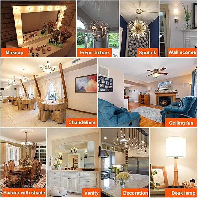 Leools Dimmable G16.5 LED Frosted Bulbs,4W Equal 40 Watt Light Bulb,400lm,Soft White 3000K,Frosted Glass,E12 Globe Light Bulb for Pendant,Vintage LED Filament Candle Bulb with Decorative,6Pcs
