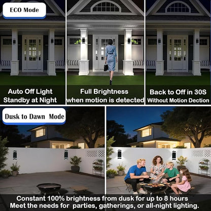 Dusk to Dawn Motion Sensor Porch Light with 3 Lighting Modes, Modern Up Down Wall Sconce with GU10 Bulbs, Heavy Aluminum Exterior Light Fixtures for Entryway, Patio, Garage,ETL Listed