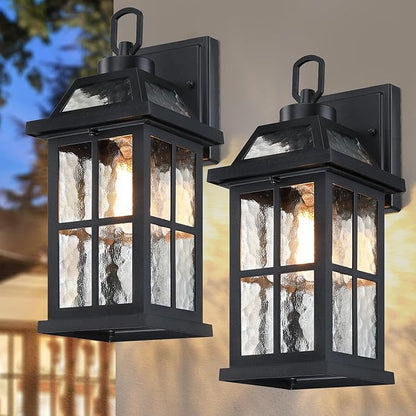 14 '' Outdoor Lights for House 2 Packs, Black Exterior Light Fixtures Porch Light Wall Mount, Waterproof Sconce Lights Outside, Modern Outdoor Lighting Wall Lanterns for House Garage Patio Front Door