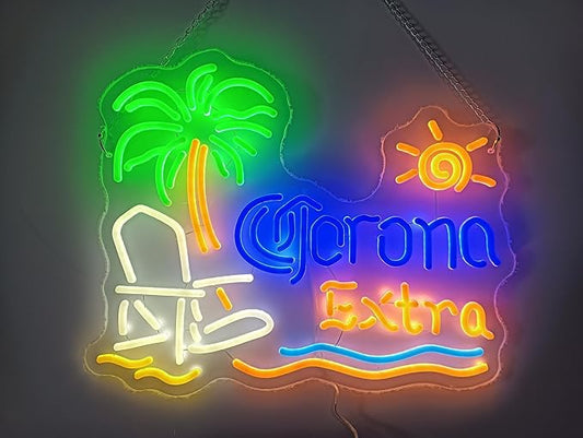 New 20""x16"" Coronas Extra Palm Tree Beach Chair Sun Neon Sign Man Cave Sports Bar Pub Beer LED Neon Light Lamp CX154 Handmade LED Neon Tubing Signs