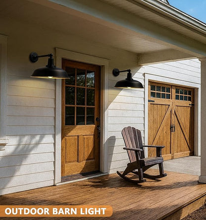 18-inch Large Outdoor barn Light, Straight arm Design, Modern Country Style gooseneck barn Light, Industrial Style Outdoor Wall lamp, Suitable for farmhouses, garages, and patios