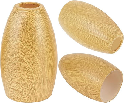 Glass Pendant Lamp Shade 4.72" Handblown Art Walnut Wood Glass Chandeliers Cover Mini Oval Light Shade Replacement Shade Only Light Fixtures for Kitchen Island Dining Room,Foyer,Hallway 1-Pack