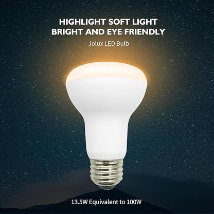 Jolux 10 Pack BR20 LED Bulbs Dimmable, 1470 Lumens, 2700K Soft White, 100W Equivalent to 13.5w, CRI82, Medium Screw Base E26, Indoor Flood Light