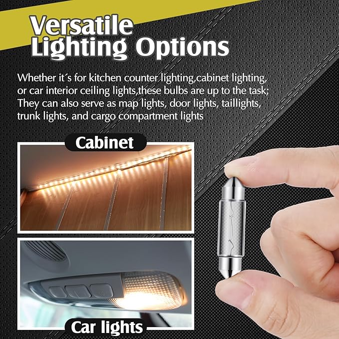10 Pcs Xenon Festoon Light Bulb 12 Volt Xenon Bulb 39mm Under Cabinet Light for Counter Lighting and Under Cabinet Lighting in Kitchen(10 Watt)