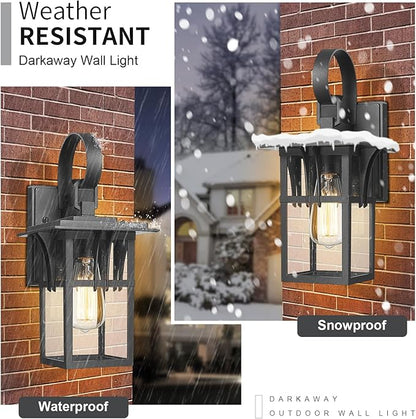 Darkaway Outdoor Wall Light for House,2pcs Exterior Lighting Fixtures Wall Mount Porch Lights Waterproof Outside Sconce with Seeded Glass for Patio Hallway Garage
