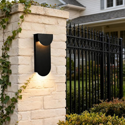 Alighting Modern Outdoor Wall Light 1 Pack, Dual LED Downward Wall Sconce 10W 3000K, Waterproof Black Iron Exterior Wall Mount Light Fixture, Hardwired for Porch, Front Door, Garage, Patio