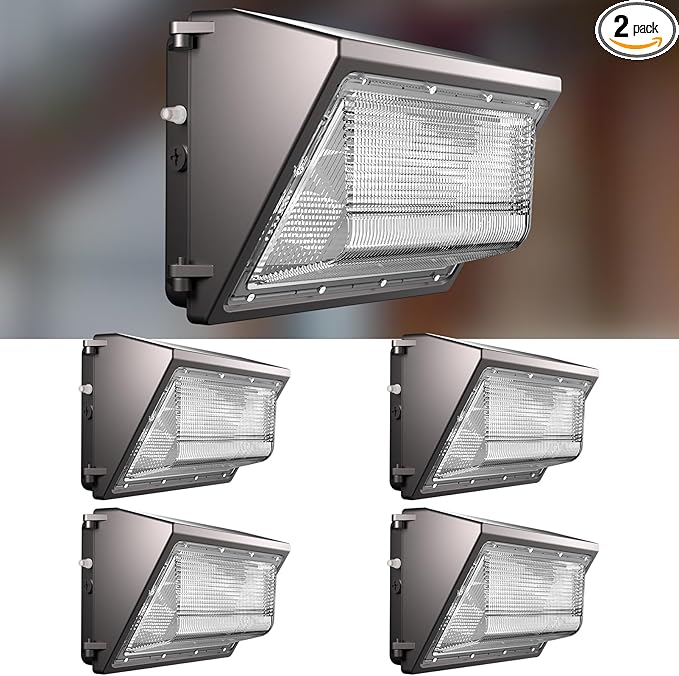 Lightdot 4Pack 120W LED Wall Pack Lights, 100-277v Dusk to Dawn with Photocell | 18000Lm(150Lm/W) 5000K IP65 Outdoor Exterior Lighting Fixture for Yard,Warehouse,Factory,Garage, ETL(Height:8~18ft)