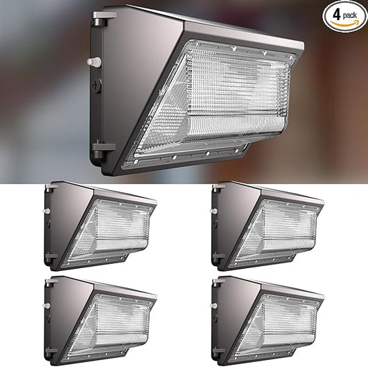 Lightdot 4Pack 250W LED Wall Pack Lights, 100-277v Dusk to Dawn with Photocell | 37500Lm(150Lm/W) 5000K IP65 Outdoor Exterior Lighting Fixture for Yard,Warehouse,Factory,Garage, ETL(Height:20~40ft)