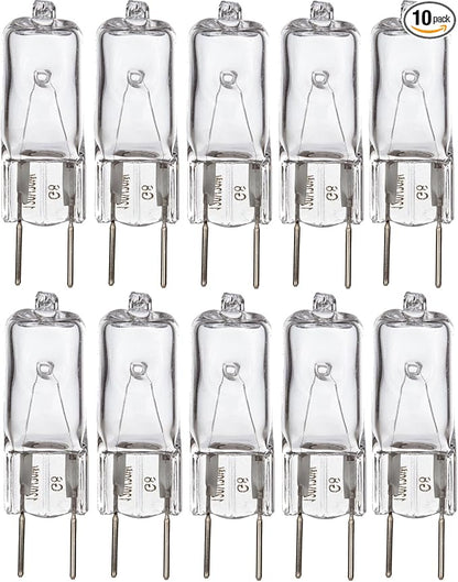 Simba Lighting Halogen Light Bulb G8 T4 50W JCD Bi-Pin (10 Pack) Longer 1.7" Length for Kitchen Hood, Landscape Lights, Desk and Floor Lamps, Wall Sconces, 120V Dimmable, 2700K Warm White