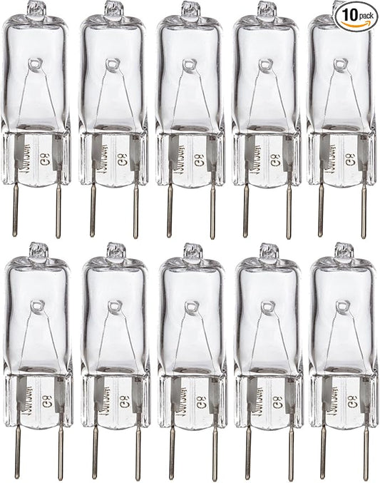Simba Lighting Halogen Light Bulb G8 T4 35W JCD Bi-Pin (10 Pack) Longer 1.7" Length for Kitchen Hood, Landscape Lights, Desk and Floor Lamps, Wall Sconces, 120V Dimmable, 2700K Warm White