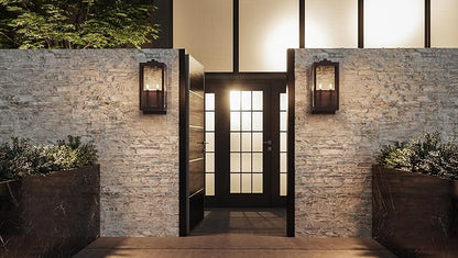 Quoizel Westover Modern Wall Sconce, 22.75 Inch Western Bronze 2-Light Outdoor Light Fixture, Clear Beveled Glass Wall Lantern, 60 W, Industrial Design Wall Light for Porch, Patio, Gazebo or Yard