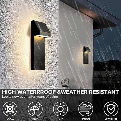 Modern LED Outdoor Wall Sconce Twins Integrated LED Outdoor Wall Mount,Anti Rust Textured Black Suit for Wet Locations and All Rooms,Easily Installed in Any Direction.Bulb Included.