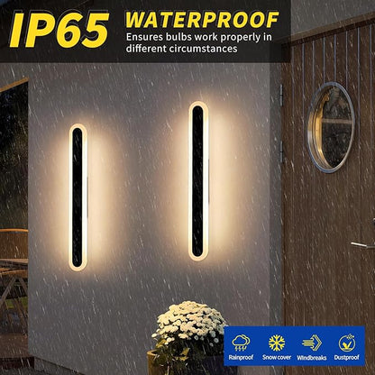 2 Pack Long Outdoor Porch Wall Light, 23.6inch Oval Modern LED Wall Sconce, IP65 Waterproof, 3000K Warm White, 24W, Exterior Linear Lighting Fixture for Patio, Yard, Garage, Balcony