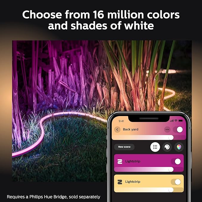 Philips Hue Outdoor 16-Foot Smart LED Light Strip - White and Color Ambiance - 2 Pack - Requires Hue Bridge - Weatherproof - Control with Hue App - Works with Alexa, Google Assistant and Apple HomeKit