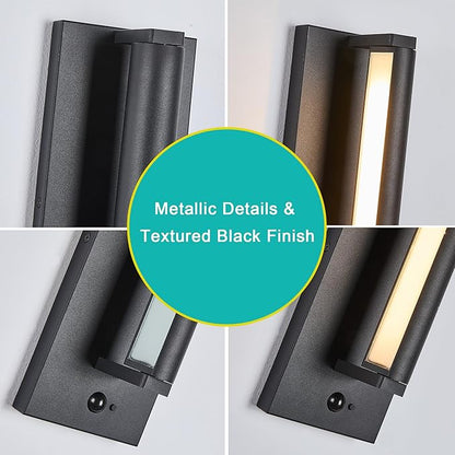 Modern PIR Motion Sensor Outdoor LED Wall Light, with a Rotatable Beam and 245° Adjustment, 3 Lighting Sensor Modes, IP65 Waterproof, Suitable for Porches, Balconies, Gardens, Garages.