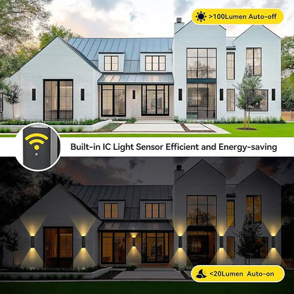 Modern Outdoor Wall Light Dusk to Dawn 2 Pack, Waterproof Matte Black Porch Lights, 2700K LED Outdoor Sconce Lights for House, Garage, Patio, Front Door