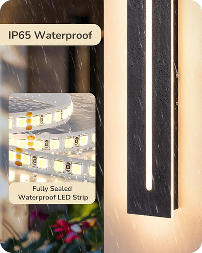 EDISHINE Upgraded 2 Pack 23.6" Led Outdoor Wall Light, Linear Modern Exterior Lighting Fixtures, Adjustable Brightness & Color Temperature, IP65 Waterproof, Long Exterior Wall Sconce for Garage, Door