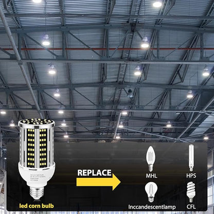 45W 6 pack LED Corn Light Bulb,400W Equivalent 5000K Commercial Grade Daylight E26/E39 6000LM Medium Mogul Base LED Lamp,Large Area Lights For Outdoor Indoor Garage Warehouse street Factory Bay Light
