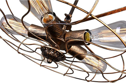 Pamela 5 Light Flush Mount – Industrial Style Ceiling Light in Antique Copper Finish for Hallways or Dining Room