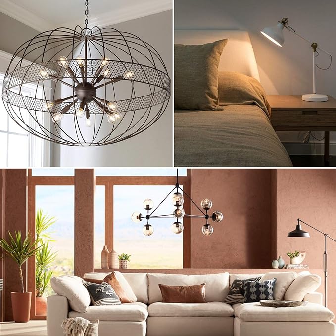 LUXRITE 4W Vintage G16.5 LED Globe Light Bulbs Dimmable, 2700K Warm White, 400 Lumens, E12 LED Bulb 40W Equivalent, Clear Glass, Edison Filament LED Candelabra Bulb, UL Listed (16 Pack)