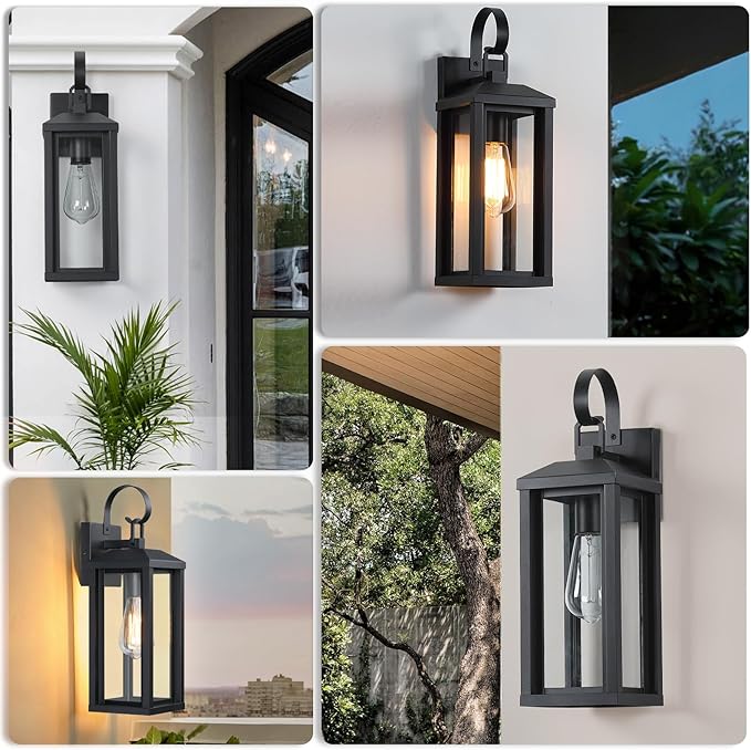 17" Large Outdoor Wall Lights Exterior 2Pack, Waterproof Exterior Wall Sconce Porch Lights Outdoor Wall Mount, Black Exterior Lighting Fixtures Coach Lights for Garage House,Bulb Not Included