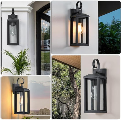 17" Large Outdoor Wall Lights Exterior 2Pack, Waterproof Exterior Wall Sconce Porch Lights Outdoor Wall Mount, Black Exterior Lighting Fixtures Coach Lights for Garage House,Bulb Not Included
