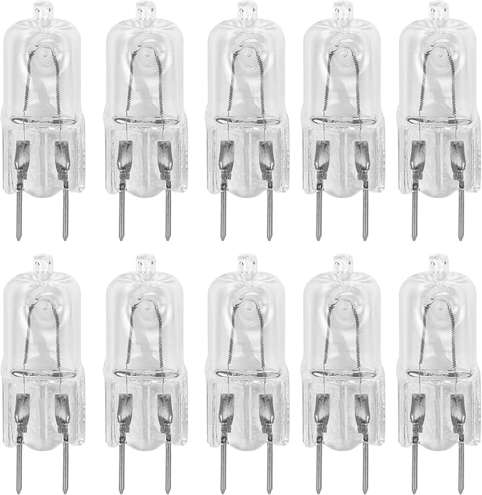 10 Pack-G8 20Watt 120V Halogen Light Bulbs T4 JCD Type 120V Bi-Pin Base Shorter 1-1/4" (1.25") Length 20W Lamp Soft White Under Cabinet Puck Lighting Replacement Dimmable Hood Range Q20/G8/CL/120V