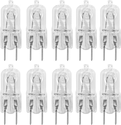 10 Pack-G8 20Watt 120V Halogen Light Bulbs T4 JCD Type 120V Bi-Pin Base Shorter 1-1/4" (1.25") Length 20W Lamp Soft White Under Cabinet Puck Lighting Replacement Dimmable Hood Range Q20/G8/CL/120V
