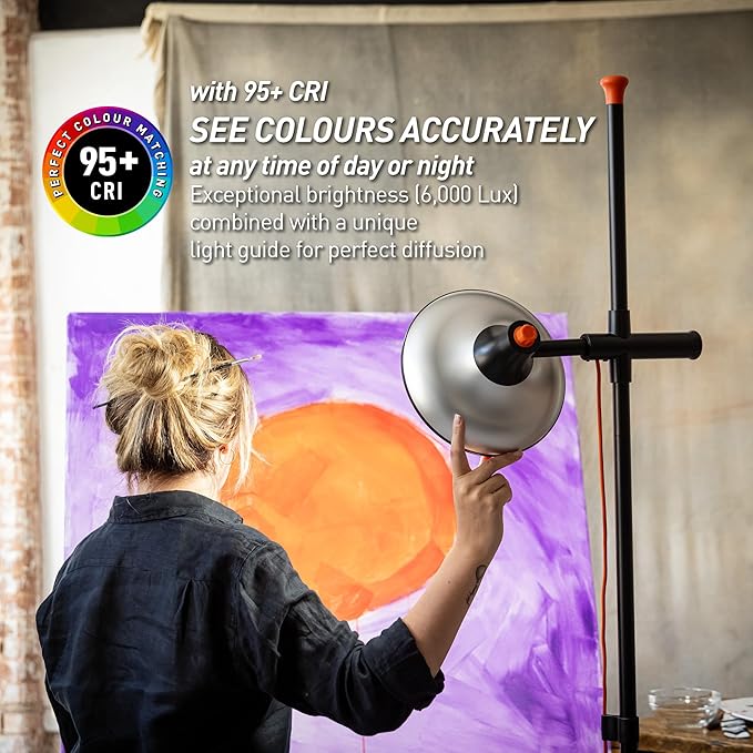Daylight Artist Studio Lamp 2-6,000 Lux LED with 95+ CRI, 24cm Wide Shade