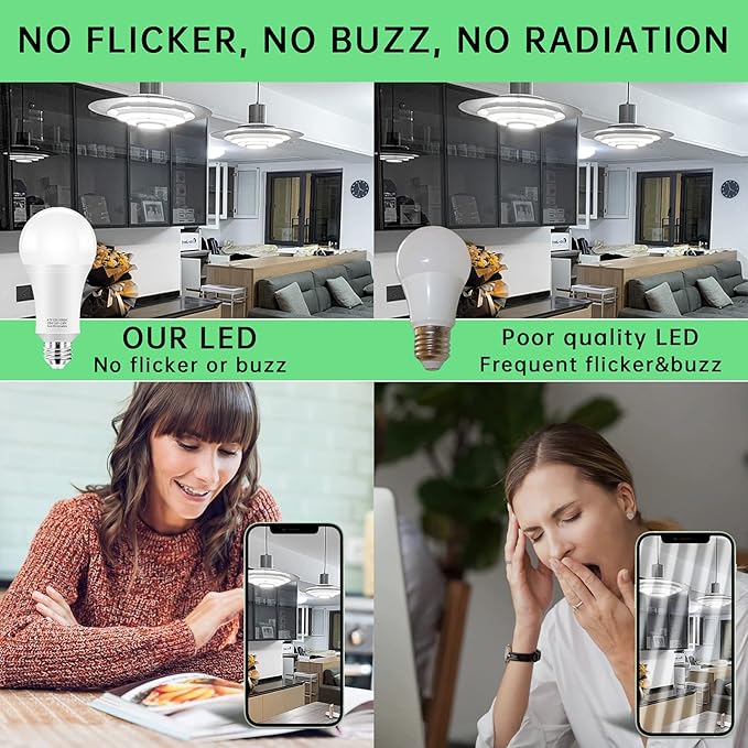 KINDEEP 150W-200W Equivalent LED Light Bulbs, A21 23W Super Bright Light Bulb 5000K Daylight White 2500 Lumens, Non-Dim E26 Energy Saving Bulb for Home, Office, Store, Garage, Warehouse 12-Pack
