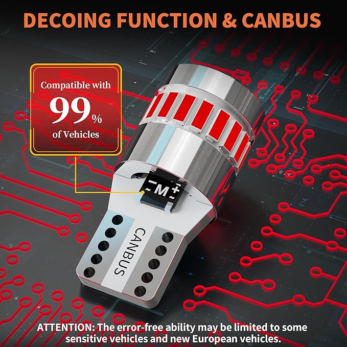 Yorkim 194 LED Bulb 6300K Red, 168 2825 W5W T10 LED Light Bulb Error Free for License Plate, Dome, Map, Courtesy, Side Marker Lights, Pack of 2