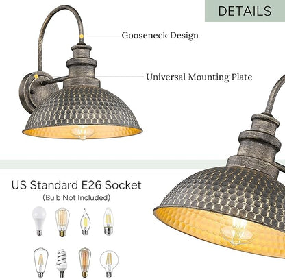 Outdoor Barn Light Fixture, 11.4 Inch Farmhouse Exterior Vintage Wall Mount Lighting, Anti-Rust Waterproof Industrial Outside Wall Sconces for House Porch Patio Garage Yard (Vintage Bronze, 6 Pack)