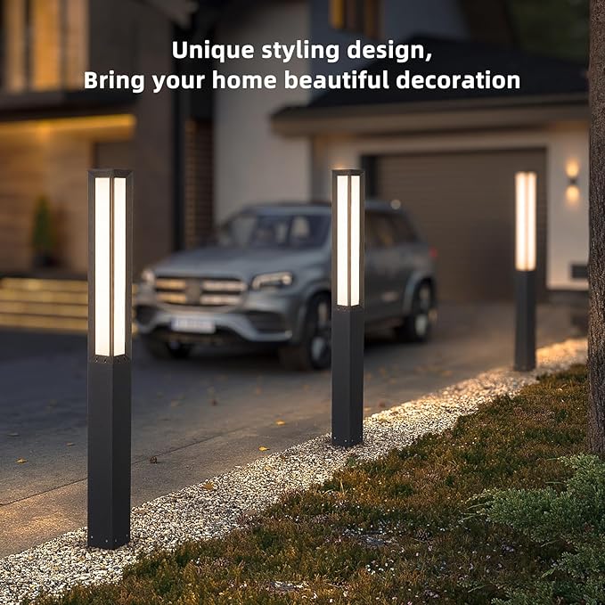 Outdoor Pathway Lights, 71 Inches Tall Bollard Light, 3000K Landscape Path Lighting, Large Mordern Led Bollards, IP65 Waterproof Pole Sidewalk Lights Wired for Driveway Walkway Garden Yard