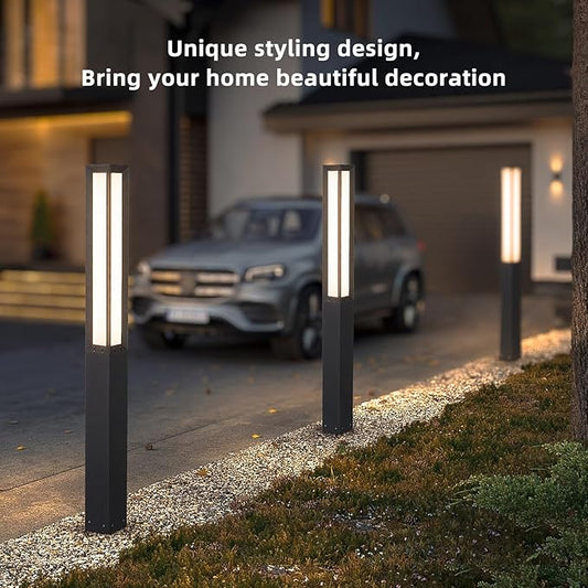 Outdoor Pathway Lights, 71 Inches Tall Bollard Light, 3000K Landscape Path Lighting, Large Mordern Led Bollards, IP65 Waterproof Pole Sidewalk Lights Wired for Driveway Walkway Garden Yard