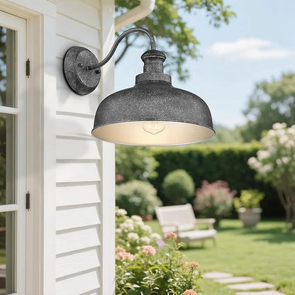 Outdoor Wall Light Fixture, Farmhouse Barn Light, Farmhouse Weatherproof Exterior Wall Sconce, Anti-Rust Outside Lantern Lamp for Porch, Patio, Garage (Antique Silver, Regular-3Pack)