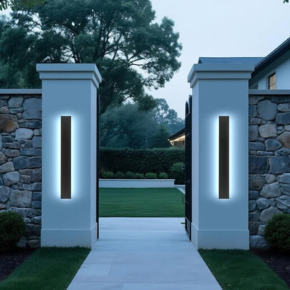 47.2in 2pcs Outdoor Wall Light Exterior,AioTio Black Long LED Outdoor Wall Light Fixtures Wall Mount,Upgraded 4.72in Wide Dimmable IP65 Waterproof Modern Porch Lights Wall Sconce for Garage,Courtyard