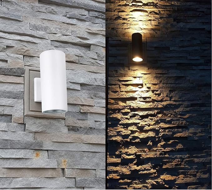Outdoor Wall Light, Exterior Lighting - ETL Listed, 2 Light Bulbs Included, Aluminum Waterproof Wall Mount Cylinder Design - Up Down Light Fixture for Porch, Backyard and Patio