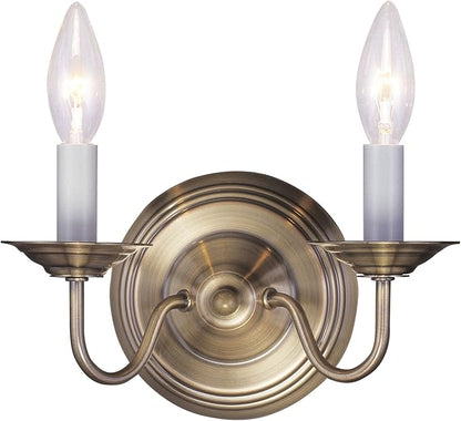 Livex Lighting 5018-01 Williamsburgh 2-Light Wall Sconce, Antique Brass
