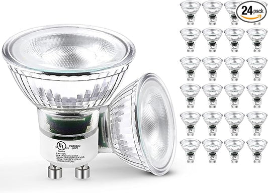 MASTERY MART 24 Pack Dimmable GU10 LED Light Bulbs, 5.5W Bright 2700K Soft White 50W Halogen Equivalent, 400lm Energy Saver for Track Lighting Fixture, Kitchen, Basement, Living Room, 25000 Hour