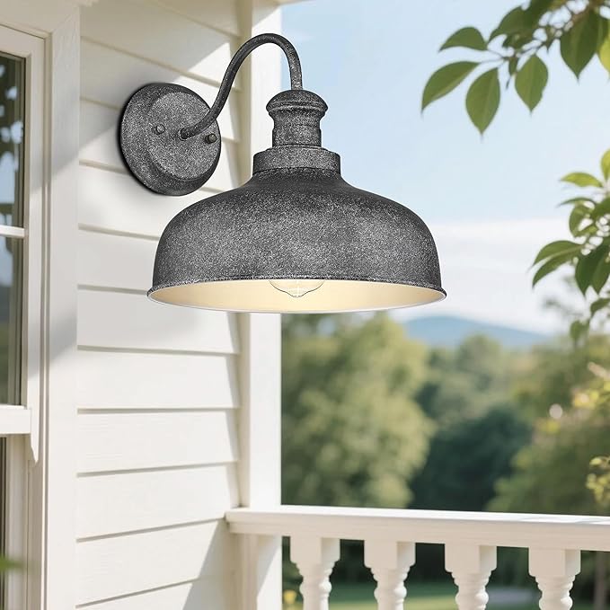 Outdoor Farmhouse Barn Light, Outside Wall Sconce, Weather Resistant Anti-Rust Farmhouse Exterior Wall Light, Outdoor Lantern Lamp for Porch, Garage, Patio, Entryway (Antique Black, 1 Pack)