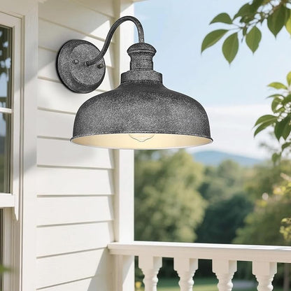 Outdoor Farmhouse Barn Light, Outside Wall Sconce, Weather Resistant Anti-Rust Farmhouse Exterior Wall Light, Outdoor Lantern Lamp for Porch, Garage, Patio, Entryway (Antique Black, 1 Pack)