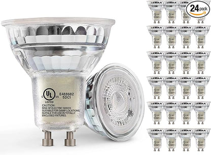 MASTERY MART 24 Pack Dimmable GU10 LED Light Bulbs, 4.5W Bright 5000K Daylight White 50W Halogen Equivalent, 400lm Energy Saver for Track Lighting Fixture, Kitchen, Basement, Living Room, 25000 Hours