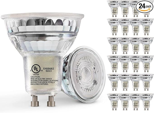 MASTERY MART 24 Pack Dimmable GU10 LED Light Bulbs, 4.5W Bright 5000K Daylight White 50W Halogen Equivalent, 400lm Energy Saver for Track Lighting Fixture, Kitchen, Basement, Living Room, 25000 Hours