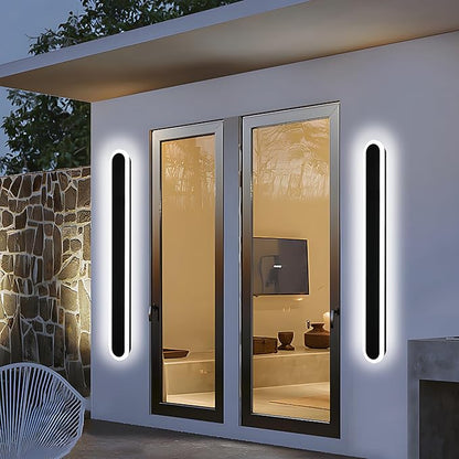 BONLICHT Outdoor Lights 1 Pack Modern Long Exterior LED Wall Lighting Fixtures 60 inch Dimmable 5CCT LED Linear Outdoor Black Wall Sconces Lamp for Garage Door Garden Yard Porch Patio Corridor House