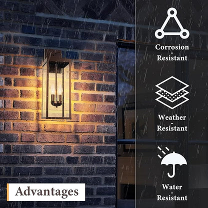 Outdoor Wall Sconce Light, 20 Inch Tall Transitional Exterior Wall Lighting with Clear Glass, Modern Outside Bronze Carriage Lantern Lamp for Front Porch Garage Garden Patio Corridor Doorway