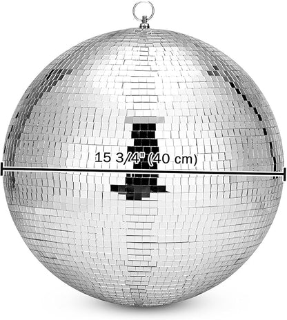 Yescom 16" Large Disco Ball Mirror Big Hanging Glass Decoration for 70s 80s Party Events Wedding DJ Dance Club Bar Stage Lighting Business Holiday Home Decor Silver