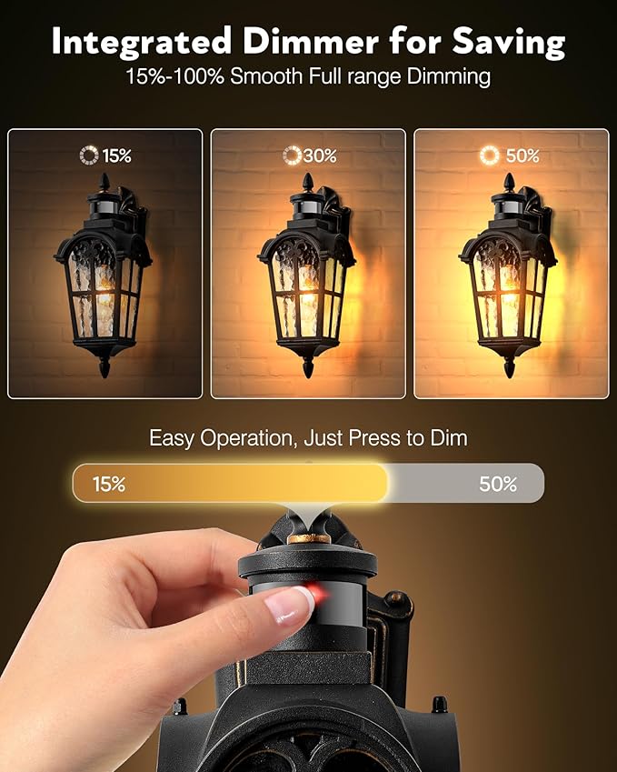 VIANIS 2 Pack Motion Sensor Outdoor Lights, Outside Wall Lights Black with Gold Trim, Waterproof Dusk to Dawn Outdoor Lighting, Exterior Light Fixtures for House Porch Entryway Front Door